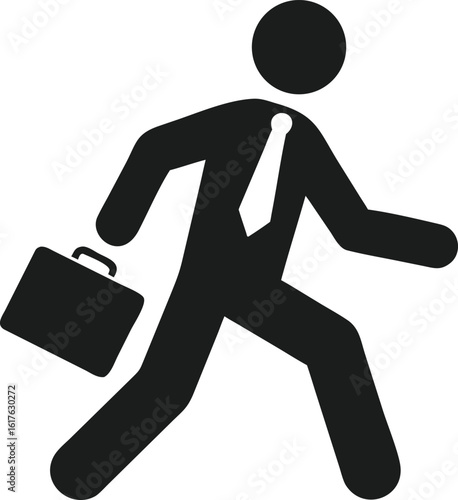 Dynamic silhouette of a businessman in pursuit depicting professionalism and ambition with a briefcase
