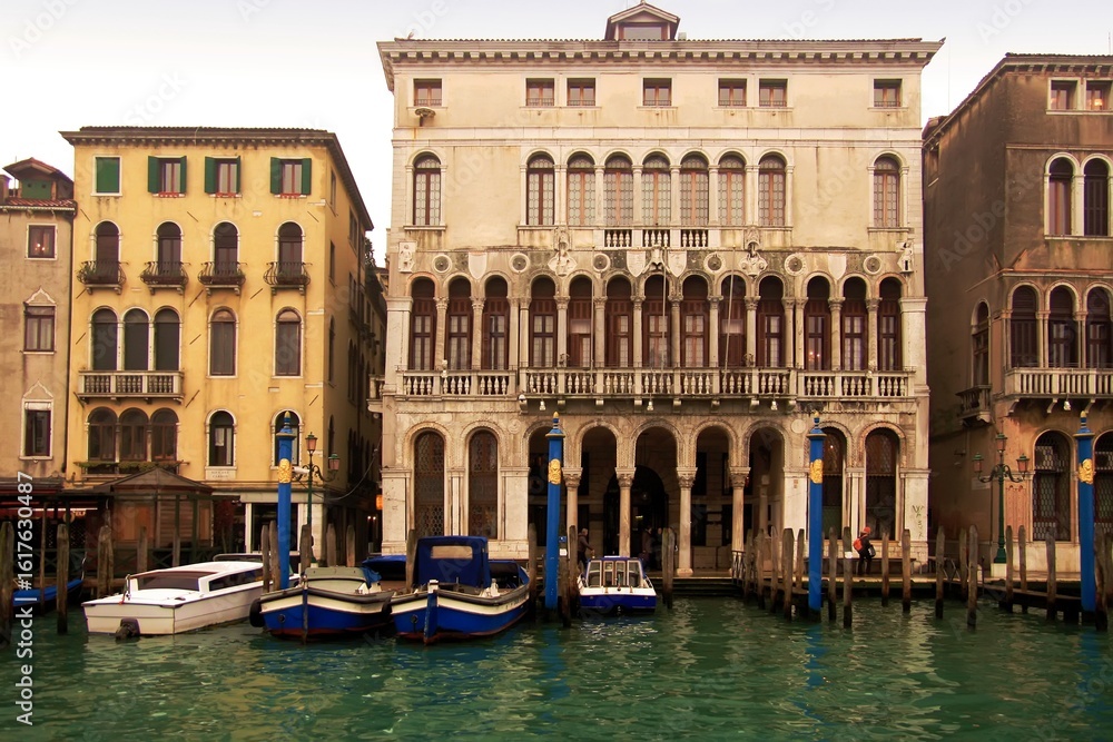 Palaces and stately buildings along the Grand Canal in Venice, Italy. Palaces and stately buildings along the Grand Canal in Venice, Italy.