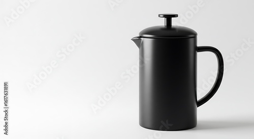 Black Coffee Pot on White Background Modern Minimalist Design