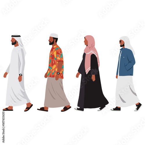 Illustration Vector Graphic of 90s Saudi Arabia Urban Fashion