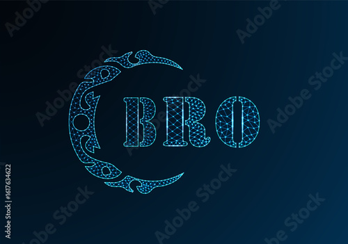 Low poly letter logo BRO design. BRO letter logo low poly vector design on blue color gradient background. BRO logo low poly design