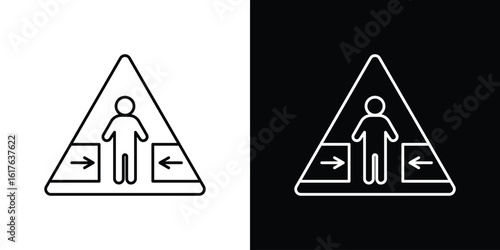 Risk of crushing warning signs design. Thin graphic elements vector illustration