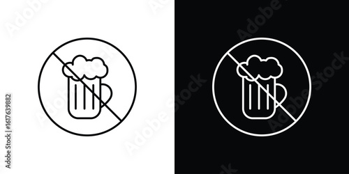 No alcohol signs design. Thin graphic elements vector illustration