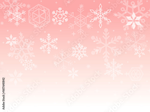 温かな赤色の雪が降る背景　赤い雪の結晶風景　クリスマスの壁紙