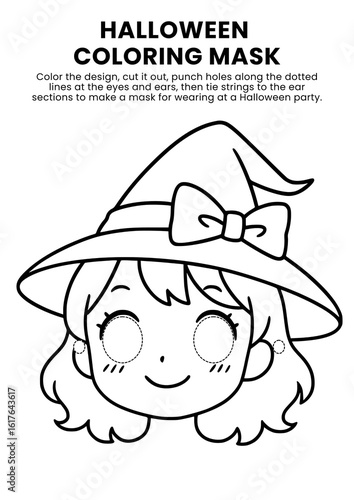 Halloween Coloring Masks Template for Kids, Halloween Craft Activity, Perfect for Party or Class Celebration, Party Activity, Kids Costume, DIY Craft