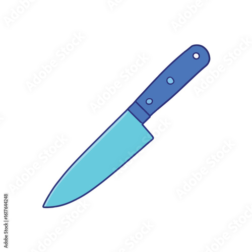 Sharp blue knife isolated on white background, culinary precision