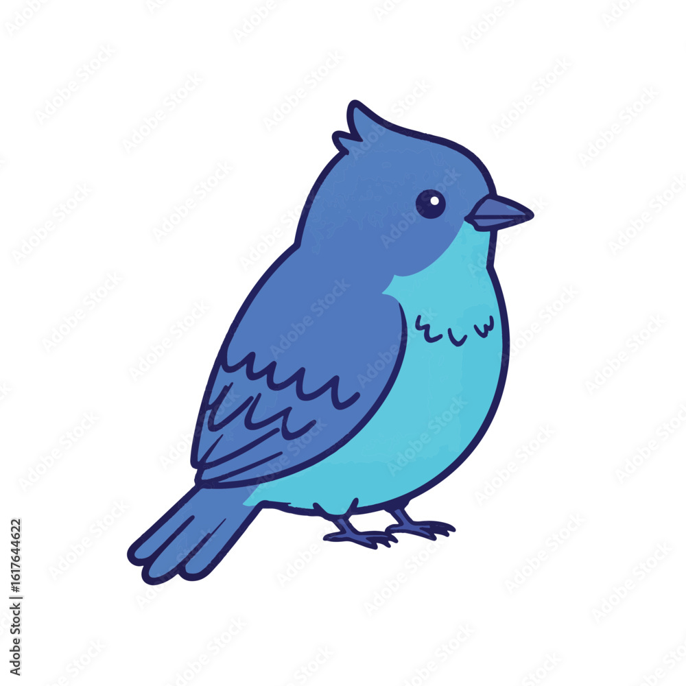 Obraz premium Blue bird perched on white background, symbol of freedom