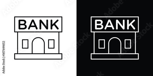 Bank building icon design. Thin graphic elements vector illustration