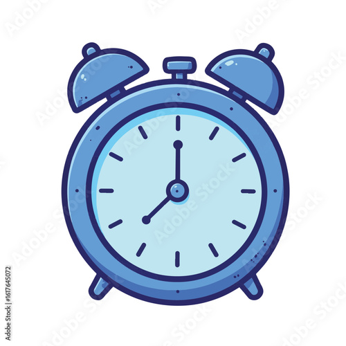 Bright blue clock ticking on white background, time management concept