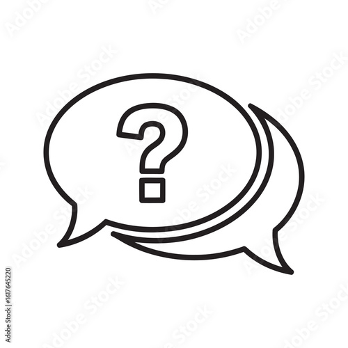 Question and answer icon with speech bubble for communication and support service representing help desk and frequently asked questions section line vector stroke