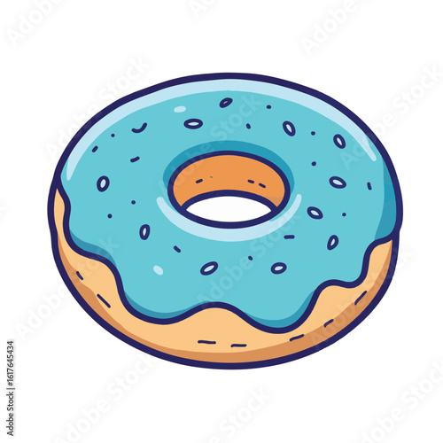 Delicious blue donut on white background, sweet temptation