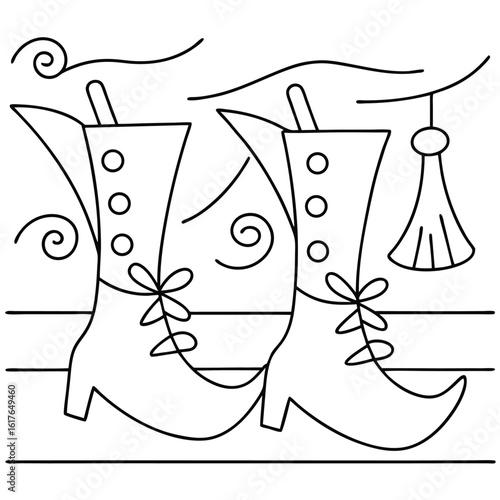 Whimsical witch boots with laces and tassel detail footwear fashion vector