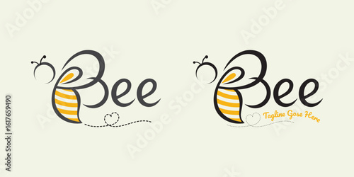 Unique Bee Logo Design with Stripes and Creative Lettering for Business Branding and Honey Products Great for Apiaries