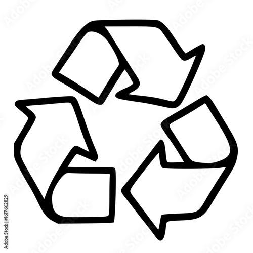 Recycle Symbol Outline Icon in Handdrawn Doodle Minimalist Style