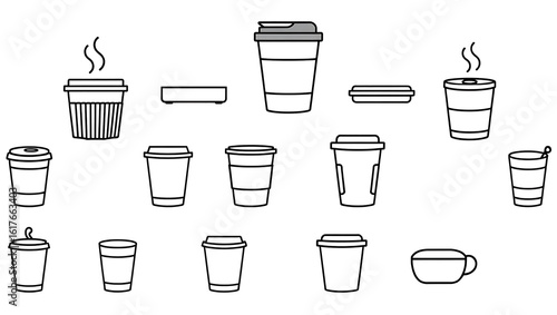 Wallpaper Mural Collection of hand drawn coffee cups and lids Torontodigital.ca