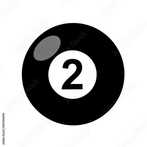 Black billiard ball with the number two prominently displayed.