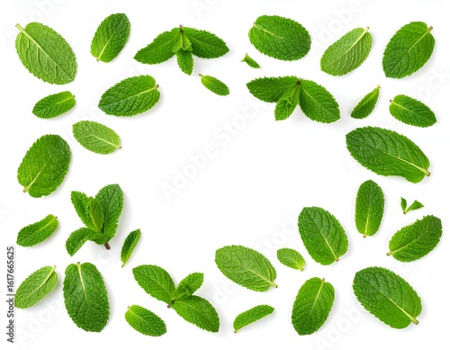 Fresh Mint Leaves Isolated on White Background