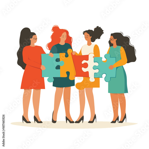 Diverse multicultural women teamwork collaboration concept