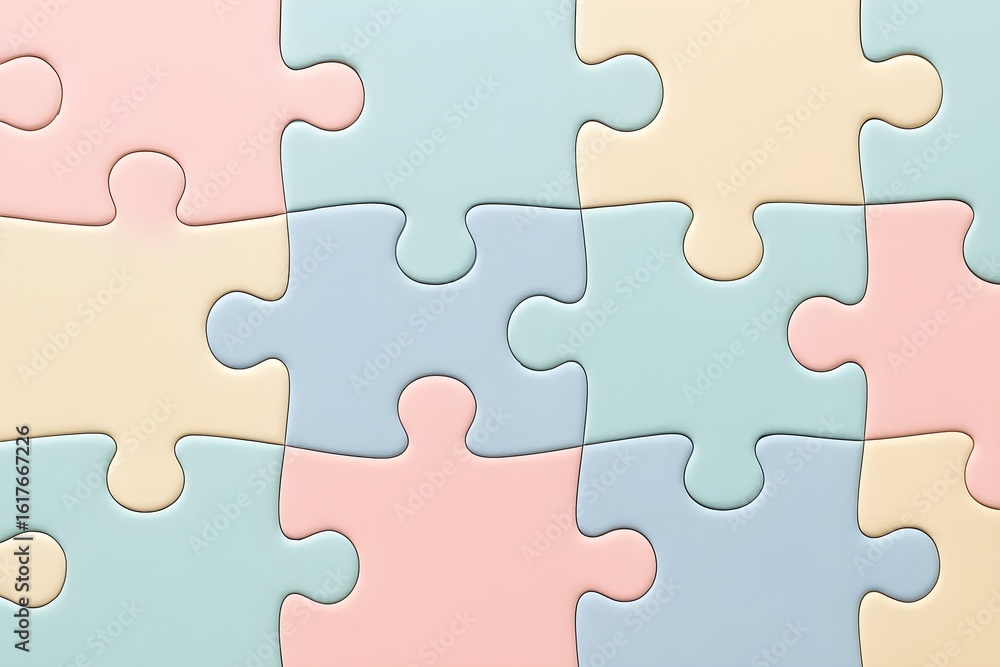 Fototapeta premium Pastel Puzzle Shapes with Soft Shadows