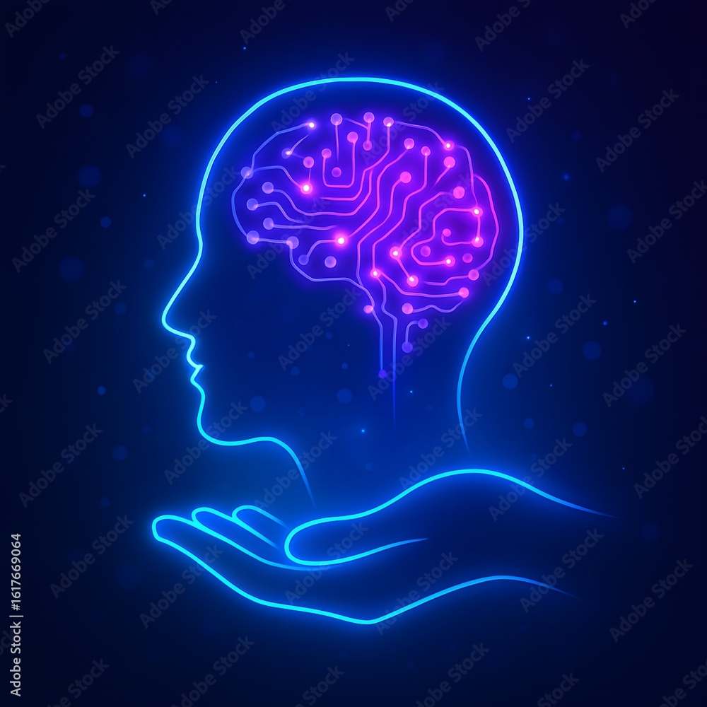 Obraz premium Tech-Mind Merge: The Neural Spark of AI Evolution