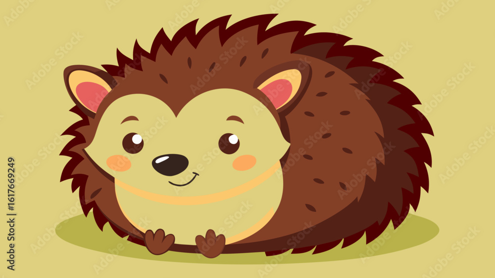 Obraz premium Cute cartoon hedgehog illustration with a friendly face