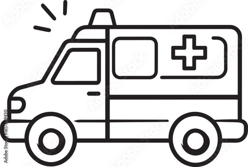 Ambulance Rushing Silhouette in Black | Emergency Vehicle Icon