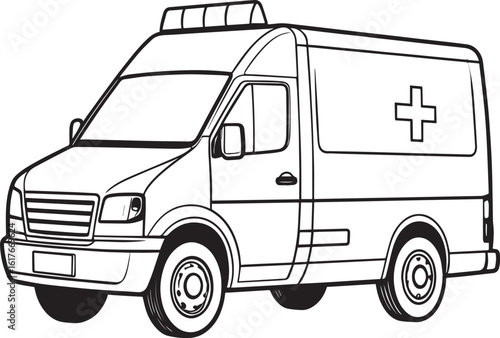 Ambulance Rushing Silhouette in Black | Emergency Vehicle Icon