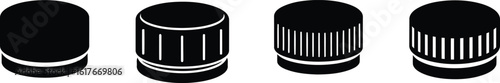 Cap Silhouette Icon Vector Set - Headwear & Bottle Closures