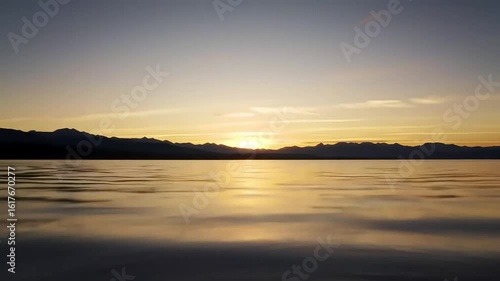 Wallpaper Mural Golden Sunset Over Calm Lake and Mountains Torontodigital.ca