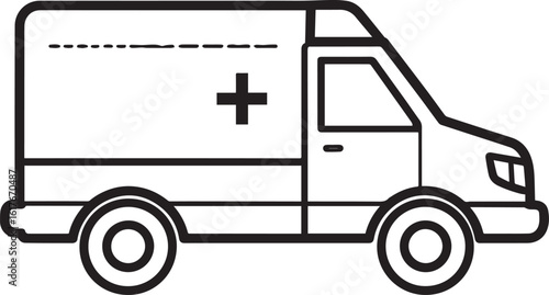 Ambulance Rushing Silhouette in Black | Emergency Vehicle Icon