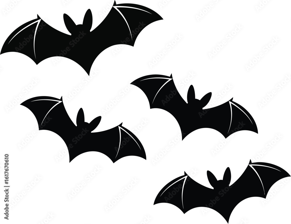 Naklejka premium A black bat with a white background that says bats