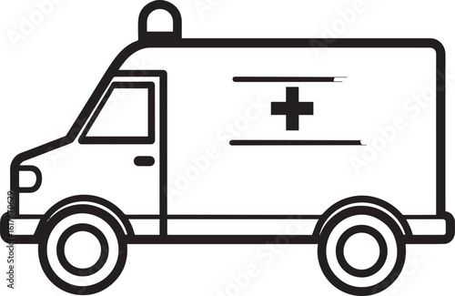 Ambulance Rushing Silhouette in Black | Emergency Vehicle Icon
