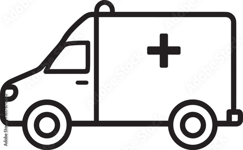 Ambulance Rushing Silhouette in Black | Emergency Vehicle Icon