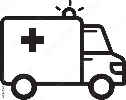 Ambulance Rushing Silhouette in Black | Emergency Vehicle Icon