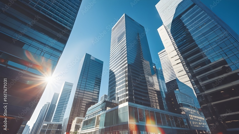 Obraz premium building, city, architecture, skyscraper, business, office, sky, glass, tower, downtown, buildings,