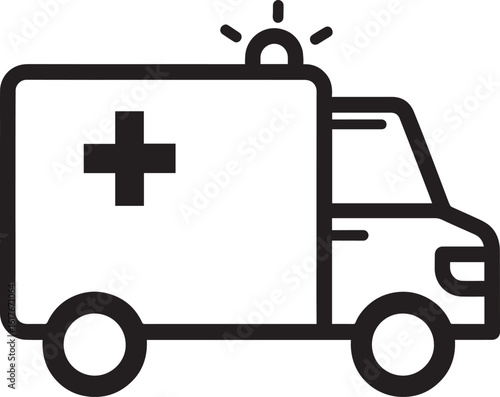 Ambulance Rushing Silhouette in Black | Emergency Vehicle Icon