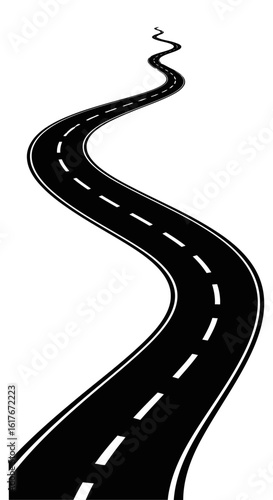 Vector art of a winding road stretches into the distance, symbolizing journeys and future destinations ahead