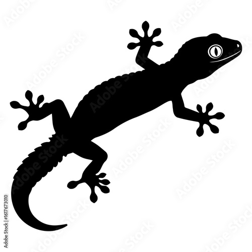 Vector art of a striking silhouette of a gecko, a fascinating reptile known for its unique climbing abilities