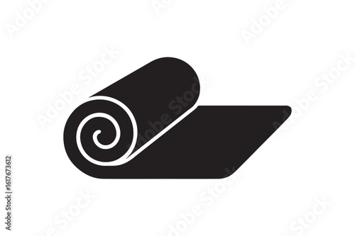 Yoga mat rolled icon silhouette vector art illustration on white background