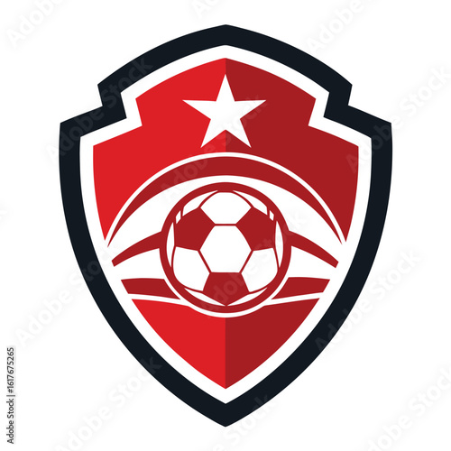 Modern Soccer Club Shield Emblem with Ball and Star Detail