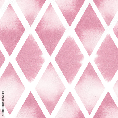 Foto Pink rhombuses seamless pattern watercolor illustration
