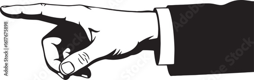 A strong hand with an extended index finger pointing left, ideal for indicating direction, emphasis, selection, or a call to action