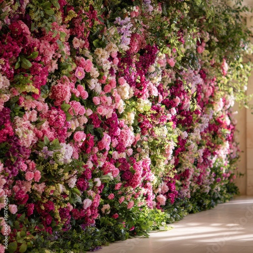 Wallpaper Mural Pink floral wall backdrop, event venue, sunlight Torontodigital.ca