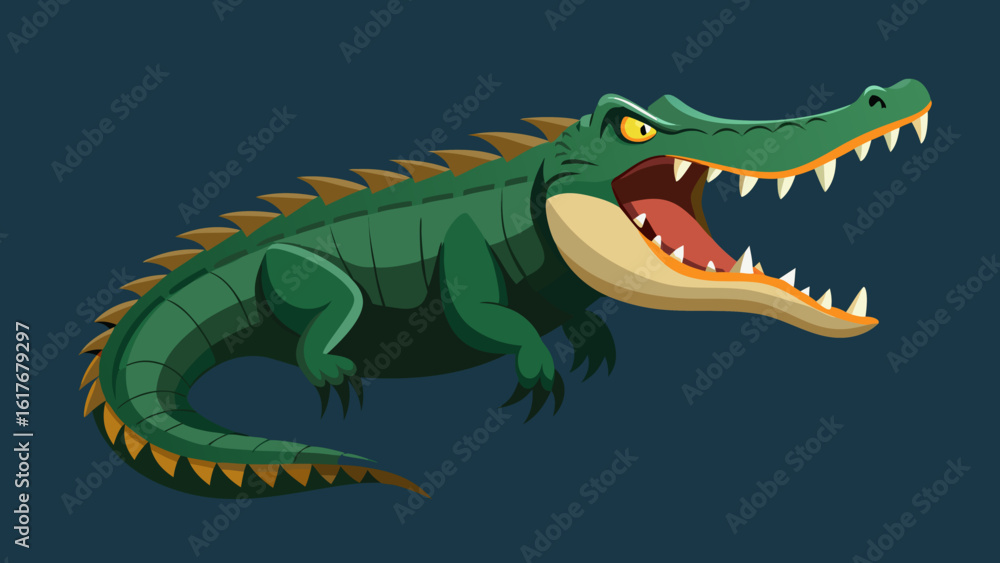 Obraz premium Fierce green alligator with mouth wide open