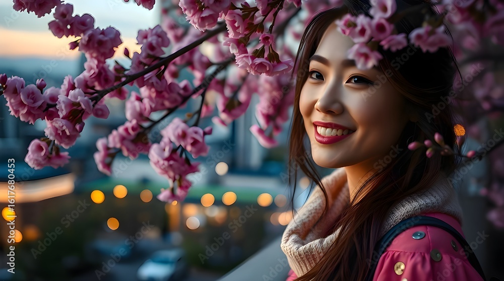 Fototapeta premium girl in a beautiful garden