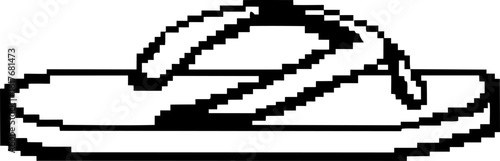 Pixel art flip flop sandal retro outline summer footwear icon, digital beach fashion illustration, minimalist design