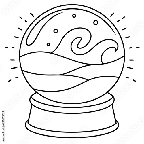 Crystal ball with swirling waves and sparkles fortune telling divination