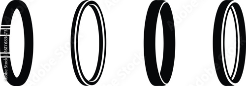 Rubber Band Silhouette Icon Vector Set - Flexible Fasteners