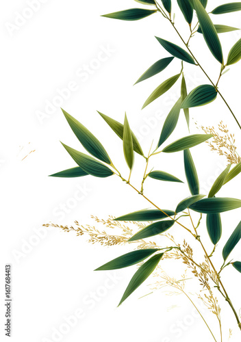 Close-up of stylized bamboo and grasses