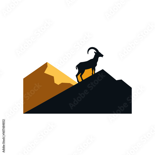 ibex climbing steep rocky mountain